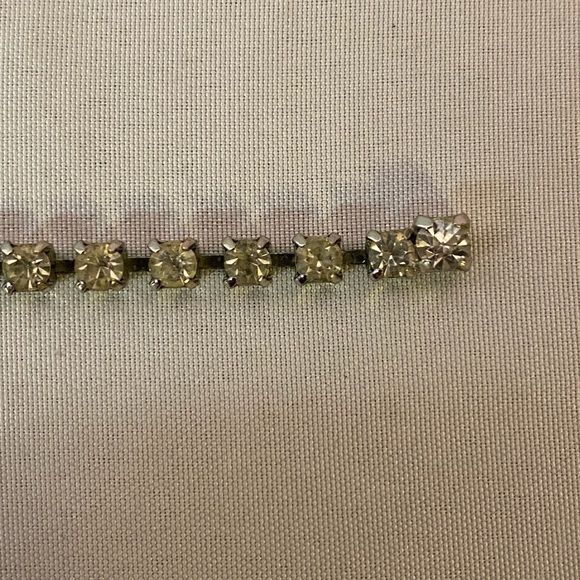 Vintage Clear Rhinestone Waterfall Dangle Collar Necklace Choker Bridal 15" - Picture 6 of 7